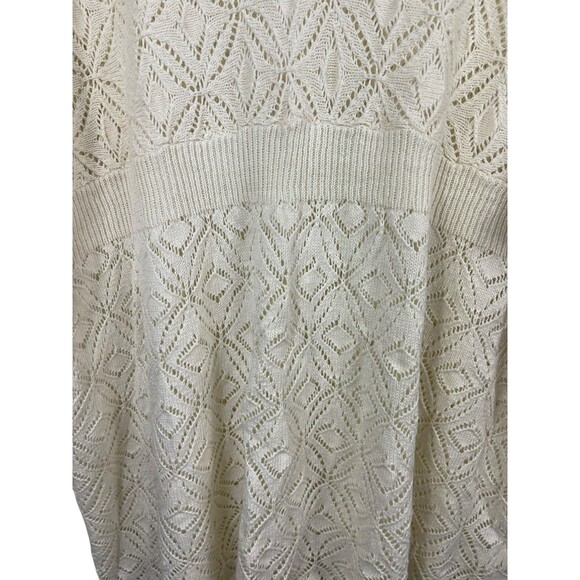 VTG Only Necessities Cream Open Knit Short Sleeve V-neck Beachy Sweater 2x - Picture 4 of 12